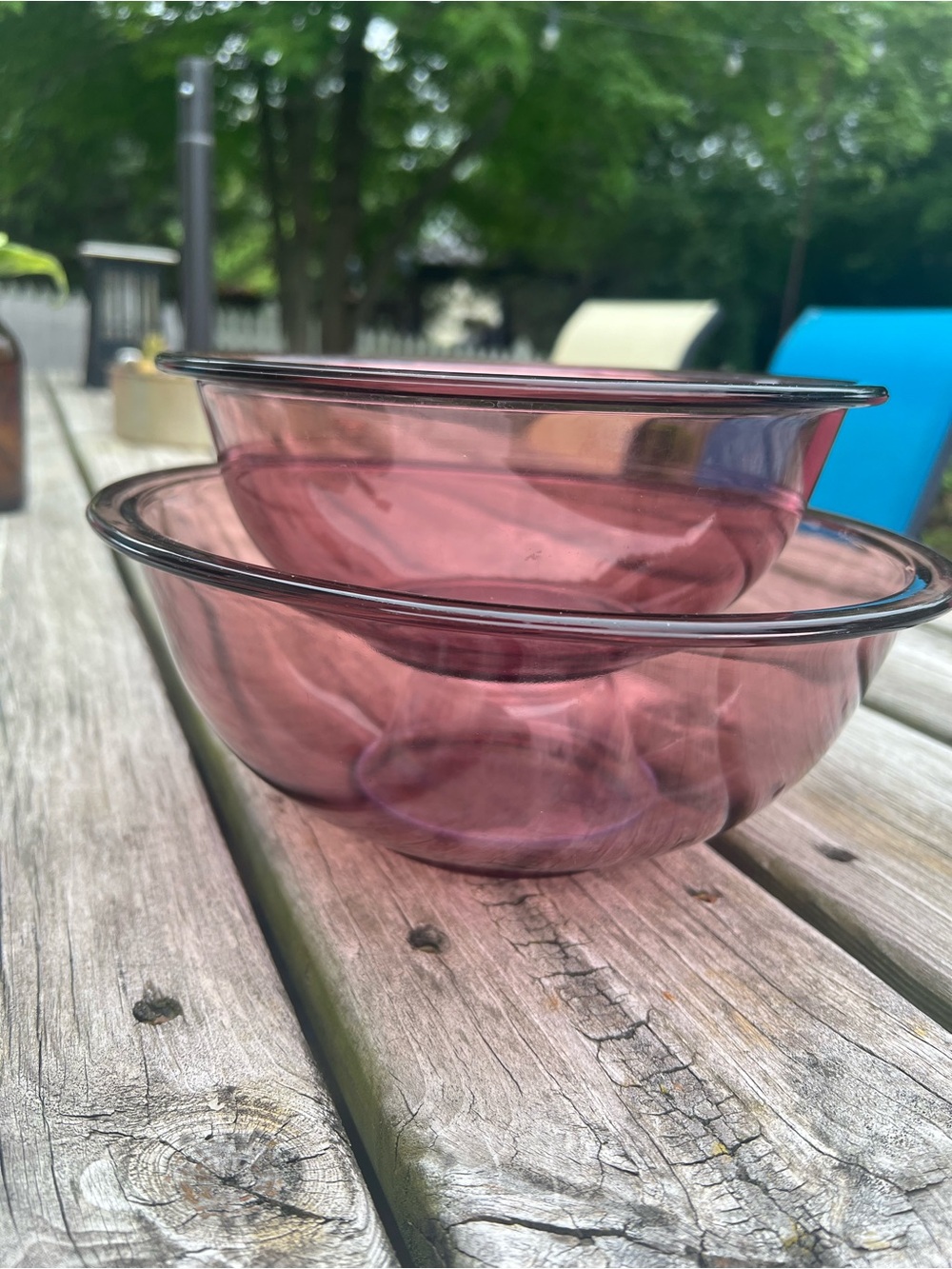 Vintage Pyrex Set of 2 Cranberry Glass Mixing Bowls - #322 & #325